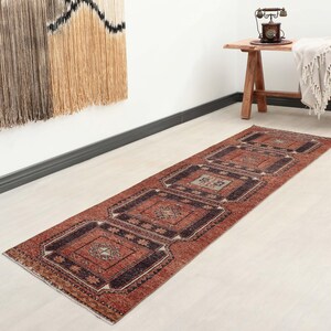 3x12 Red Brown Turkish Runner, 3x12 Vintage Runner, Antique Runner, Hallway Entryway Runner, Handwoven Oushak Runner, Corridor Wool Runner