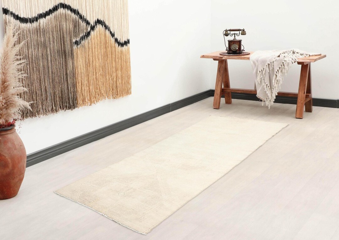 3x9 Cream Brown Floral Turkish Runner, 3x9 Vintage Rug, Kitchen Runner ...