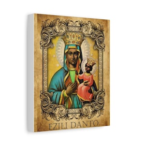 Spiritual Art Canvas, Unique Wall Decor, Ezili Danto Artwork, Haitian Culture, Religious Home Decor, Gifts for Faith