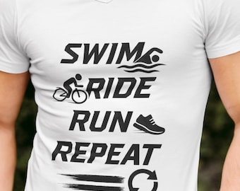 Triathlon PNG, Swim Bike Run Repeat Clipart, Triathlon Dad Motivation, Fitness Sublimation Design, Sport PNG, Digital Download for POD