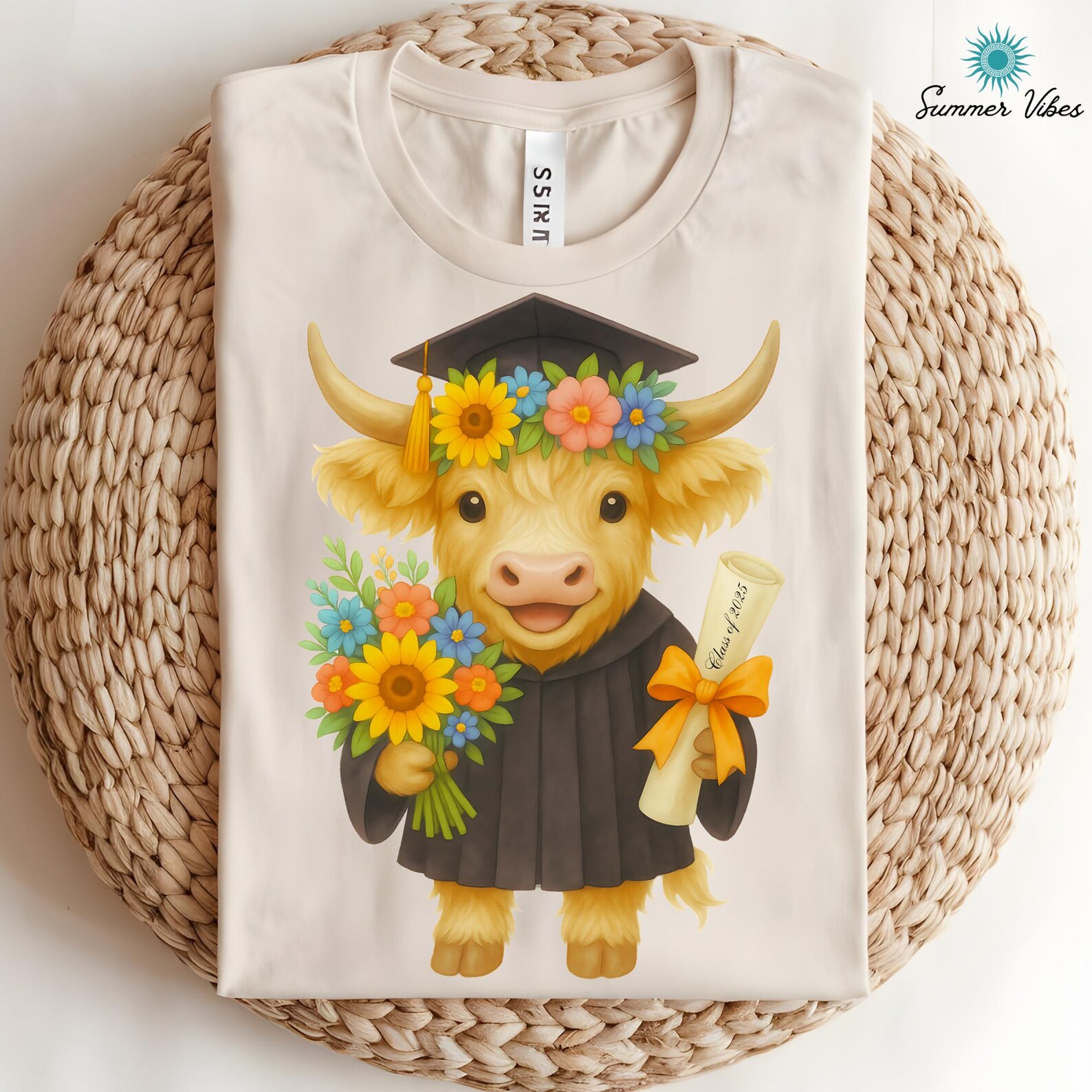 Highland Cow Graduation PNG | Class of 2025 Graduate Clipart | Cute ...