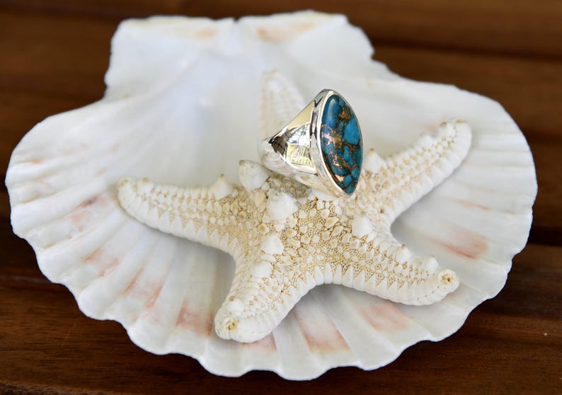 Blue Copper Turquoise Ring Size 7