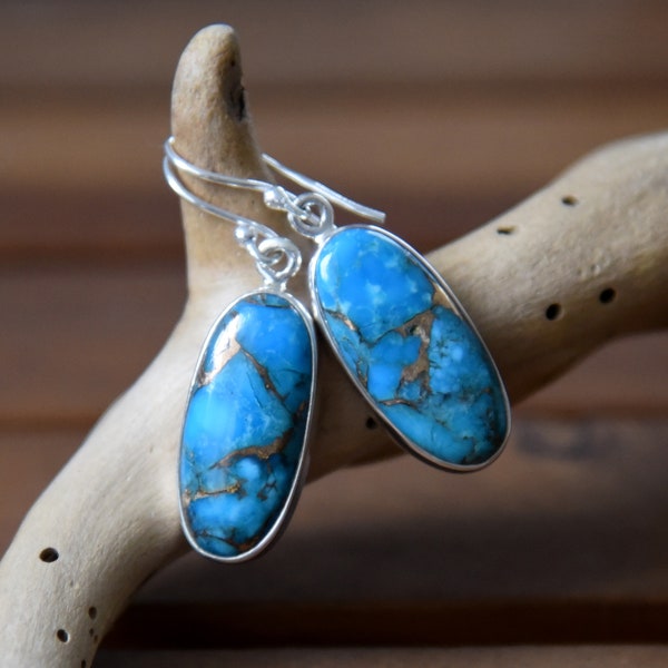 Blue Copper Turquoise Earrings