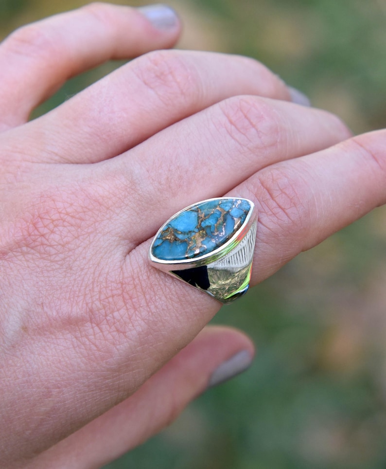 Blue Copper Turquoise Ring Size 7