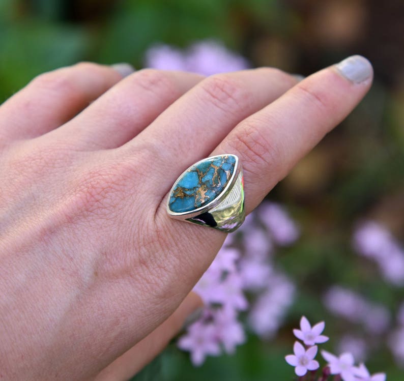 Blue Copper Turquoise Ring Size 7