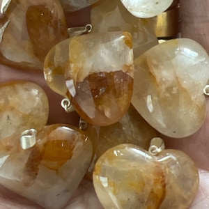 Golden healer heart gemstone pendants