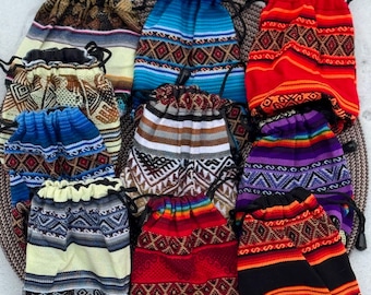 Peruanische Gewebte Geschenk Beutel: Bunt Geometrische Kordelzug Tasche