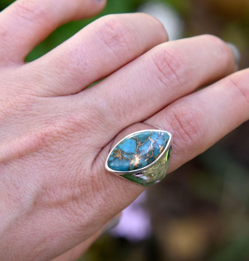 Blue Copper Turquoise Ring Size 7