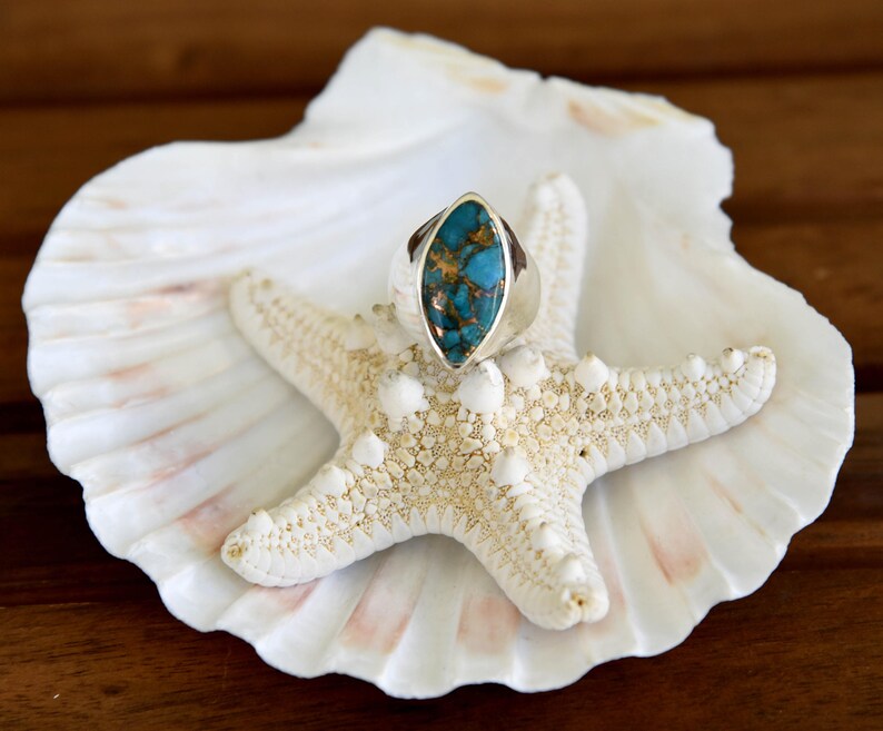 Blue Copper Turquoise Ring Size 7