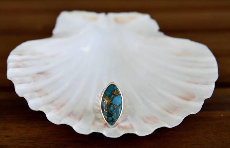 Blue Copper Turquoise Ring Size 7