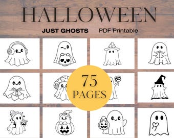 Libro para colorear de fantasmas de Halloween – 75 páginas imprimibles (PDF)