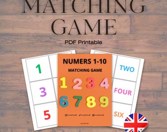 Number Matching Game: Montessori Flashcards for Kids (Printable PDF)