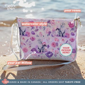 Custom Printed Vegan Leather Crossbody Purse, Customized bag, Personalized Bridesmaid Gift, Gifts for Her, Graduation Gift