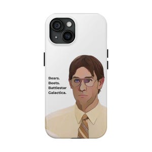 Funny Office TV Show Jim Halpert Bears Beats Battlestar Galactica Tough Phone Case, Protective iPhone Cover, Gift for Fans, Pop Culture