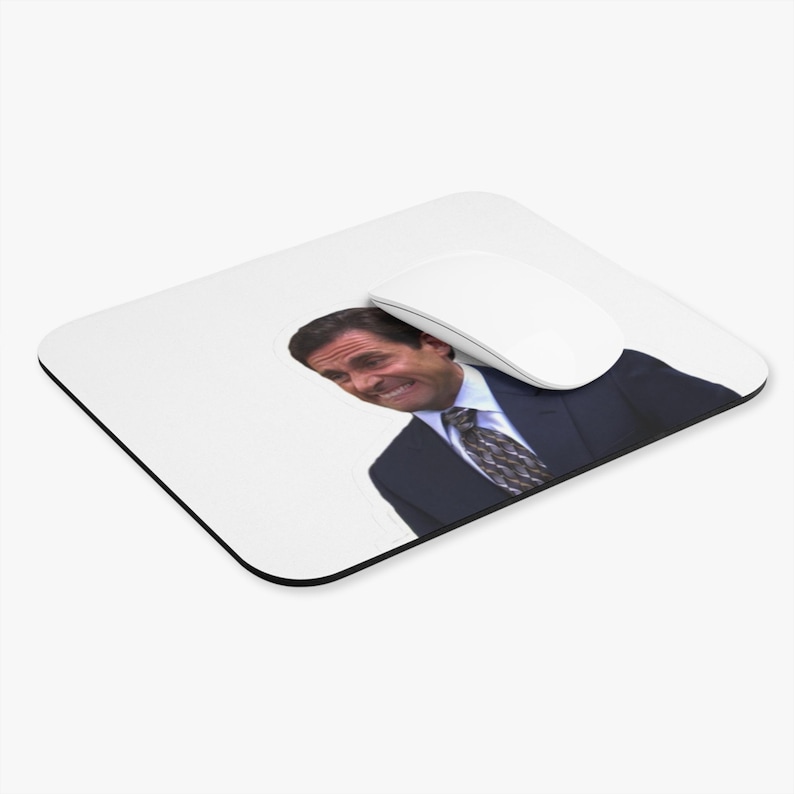 Rectangle Mouse Pad, The Office Michael Scott Brave Face, Desk Accessory, Office Decor, Funny Work Gift, Co-Worker Present image 2