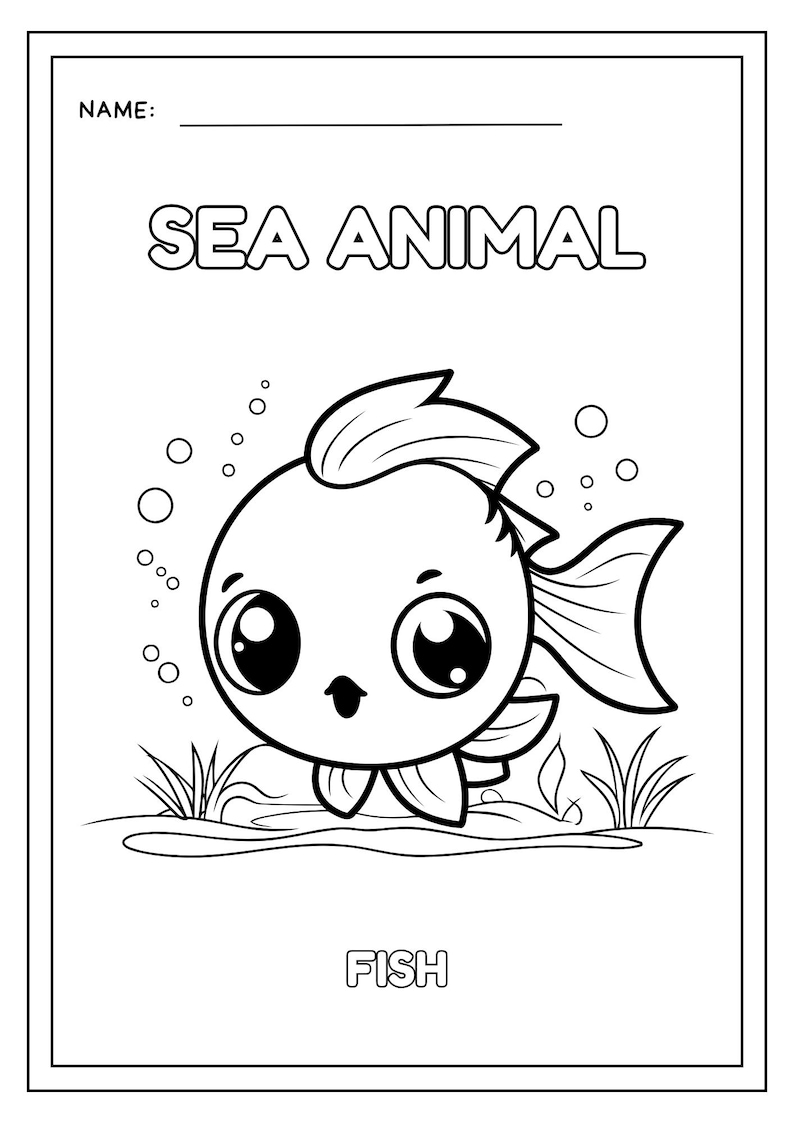 Sea Animals Color by Number | Ocean Theme Coloring Pages for Kids | 16