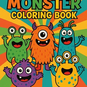 Colorful Monster Coloring Book - 21 Pages Digital Download for Kids