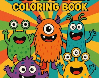 Colorful Monster Coloring Book - 21 Pages Digital Download for Kids