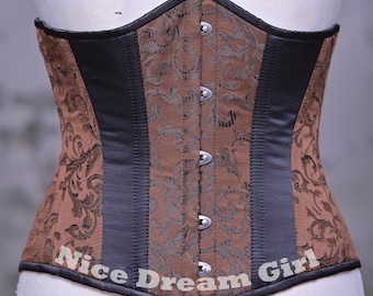 Brocade Underbust Corset - Steampunk Victorian Waist Cincher