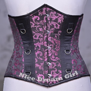 Elegant Black and Pink Floral Corset - Perfect Brocade corset Waist Training and Fashion - Achieve an Instant Hourglass Figure