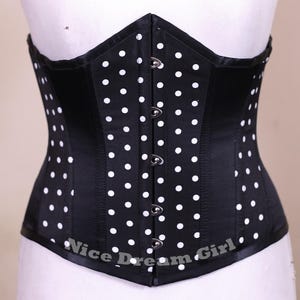 Black and White Polka Dot Overbust Corset | Retro Pin-Up and Rockabilly Style