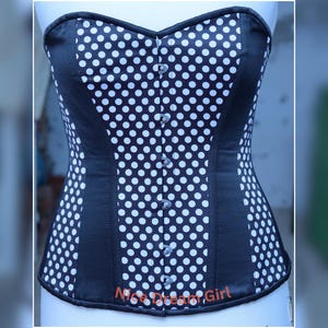 Polka Dot Corset | Vintage Pin-Up Style Bustier | Black & White Strapless Top | Retro Burlesque Lingerie