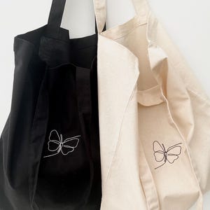 Schmetterling-Linie bestickte Design-Schwarz / weiße lange Schultergurt-Einkaufstasche