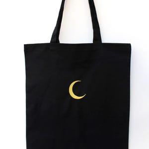 Crescent Moon bestickte Design-schwarze lange Schultergurt-Einkaufstasche