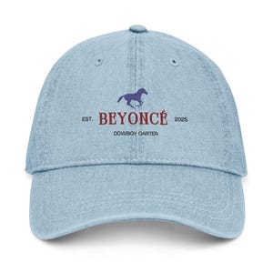 Cowboy Carter ,Denim Hat, Beyoncee Inspired Vintage Embroidered Tour Cap, Concert Lover, Festival Wear