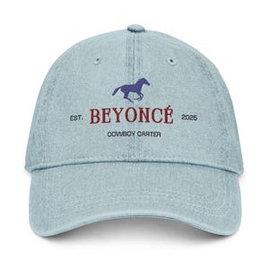 Cowboy Carter ,Denim Hat, Beyoncee Inspired Vintage Embroidered Tour Cap, Concert Lover, Festival Wear