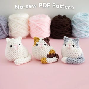 No-sew 3in1 Cute Cat Amigurumi Crochet Pattern Bundle, Digital PDF files in English Deutsch Français Español Português Cat Bun Cat Loaf