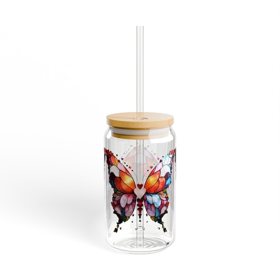Butterfly Mother's Day Sipper Glass, 16oz - Cute Gift for Mom or Daughter, Mother's Day Gift, Butterfly Lover, Gift for Her, Tumbler for