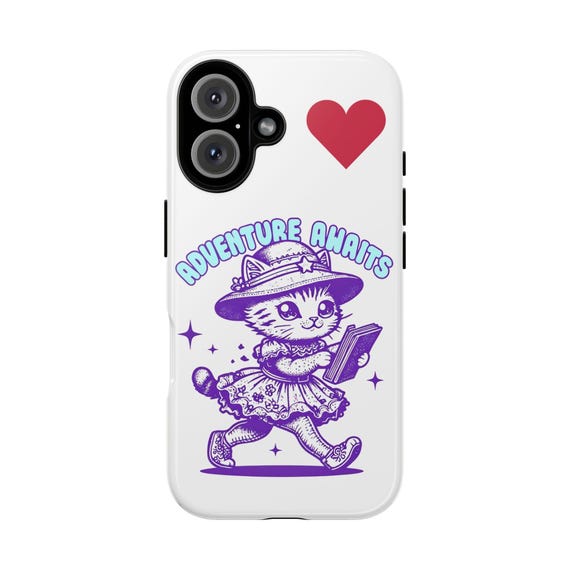 Cat Lover Tough Cases - Protective Phone Covers for Book Lovers and Adventurers, Cat Mom Gifts, Surprise, Present, Gift Idea