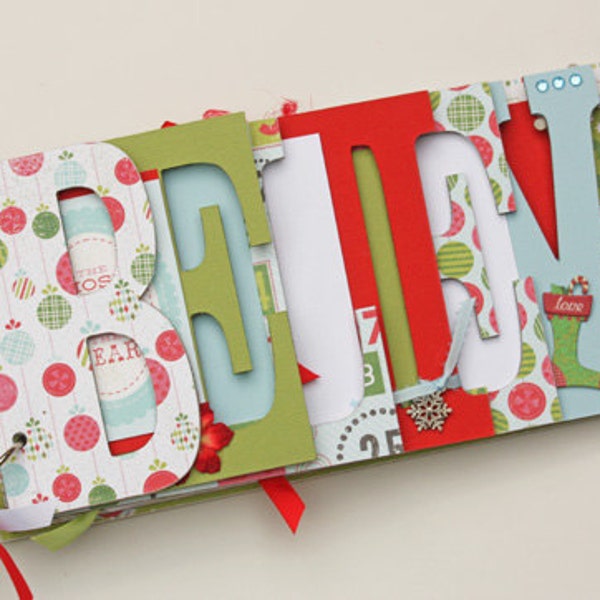 Álbum de Navidad, conglomerado palabra álbum, feliz Navidad, Believe, Xmas presente, premade álbum, no-tradicional-AE3