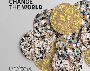 Cork Coasters: Recycled Rubber and Cork Drink Mats, Sustainable Style, Round  - Pack of 15