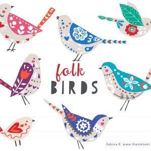 CLIP ART - Folk Birds - for commercial and personal use