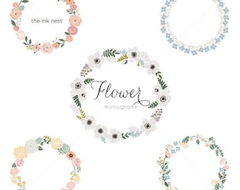 CLIP ART - Flower Monograms - for commercial and personal use