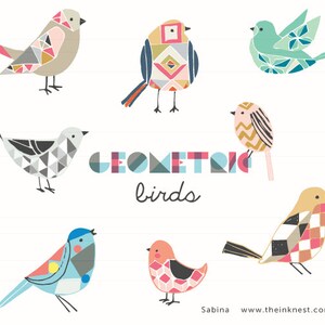 CLIP ART - Geometric Birds - for commercial and personal use