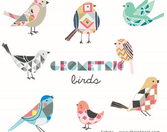 CLIP ART - Geometric Birds - for commercial and personal use