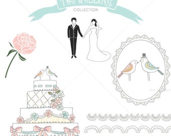 CLIP ART and Photoshop brushes - The Wedding Collection Part 1 - for commercial and personal use