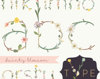 CLIP ART - Dainty Blossom Alphabet - for commercial and personal use