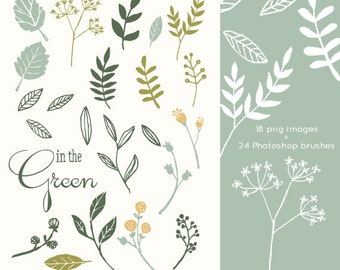 CLIP ART and Photoshop Brushes  - In The Green - for commercial and personal use