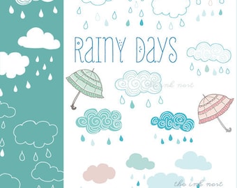 CLIP ART and Photoshop Brushes - Rainy Days - for commercial and personal use