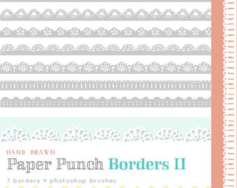 CLIP ART and Photoshop Brushes  - Paper Punch Borders II - for commercial and personal use