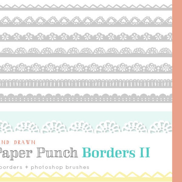 CLIP ART and Photoshop Brushes  - Paper Punch Borders II - for commercial and personal use