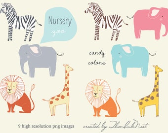 CLIP ART - Nursery Zoo - for commercial and personal use