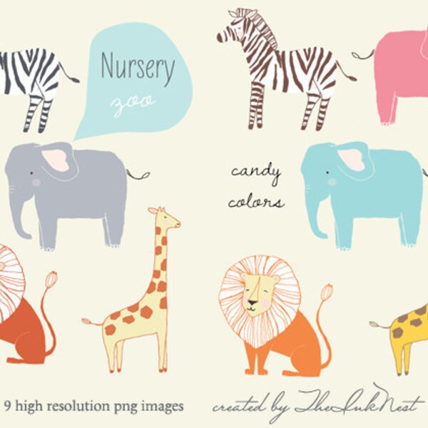 CLIP ART - Nursery Zoo - for commercial and personal use