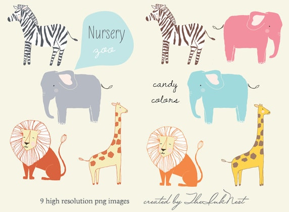 CLIP ART Nursery Zoo for Commercial and Personal Use - Etsy