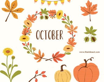 CLIP ART - October - for commercial and personal use