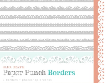 CLIP ART and Photoshop Brushes  - Paper Punch Borders - for commercial and personal use